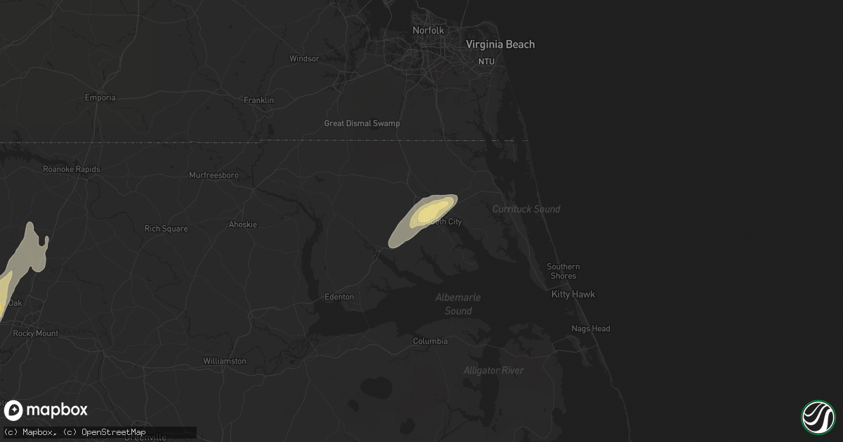 Hail map in Elizabeth City, NC on June 1, 2012