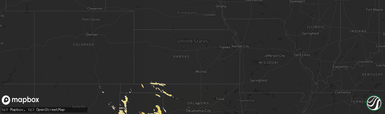 Hail map in Kansas on June 1, 2012