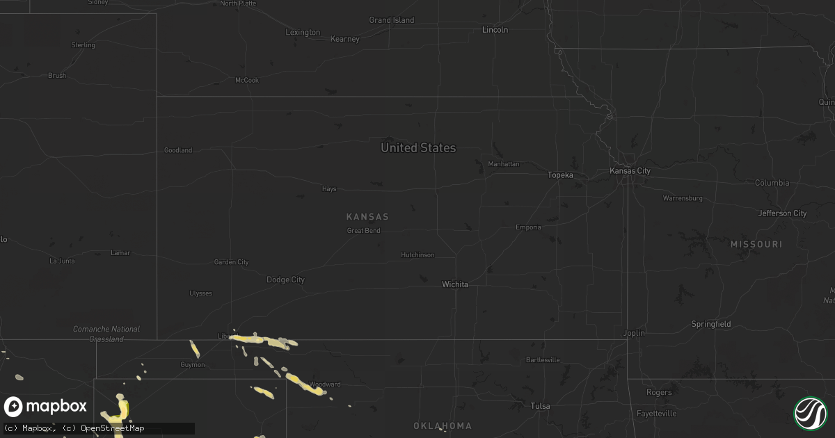 Hail map in Kansas on June 1, 2012