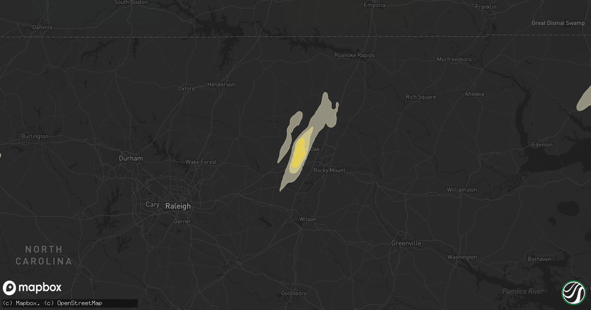 Hail map in Nashville, NC on June 1, 2012