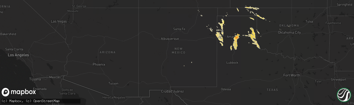 Hail map in New Mexico on June 1, 2012