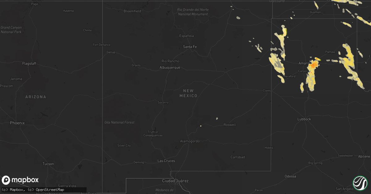Hail map in New Mexico on June 1, 2012