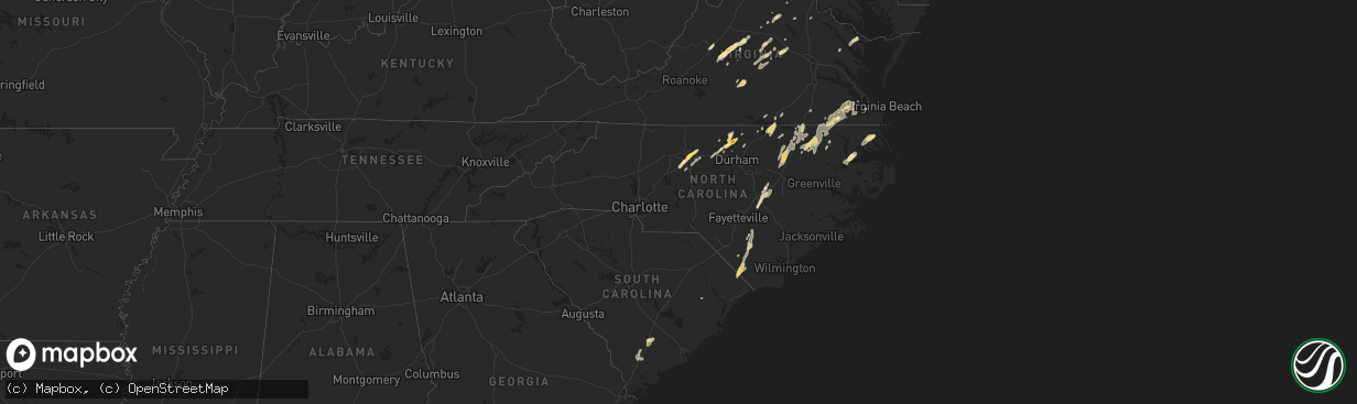 Hail map in North Carolina on June 1, 2012