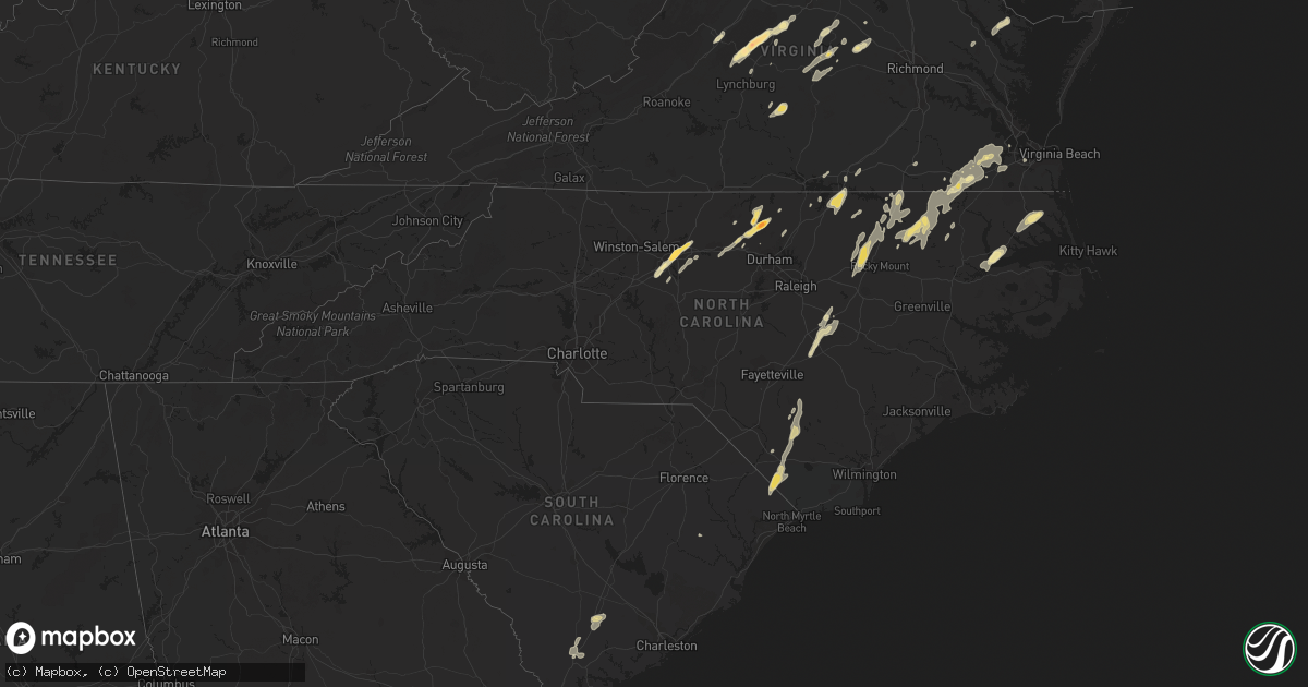 Hail map in North Carolina on June 1, 2012