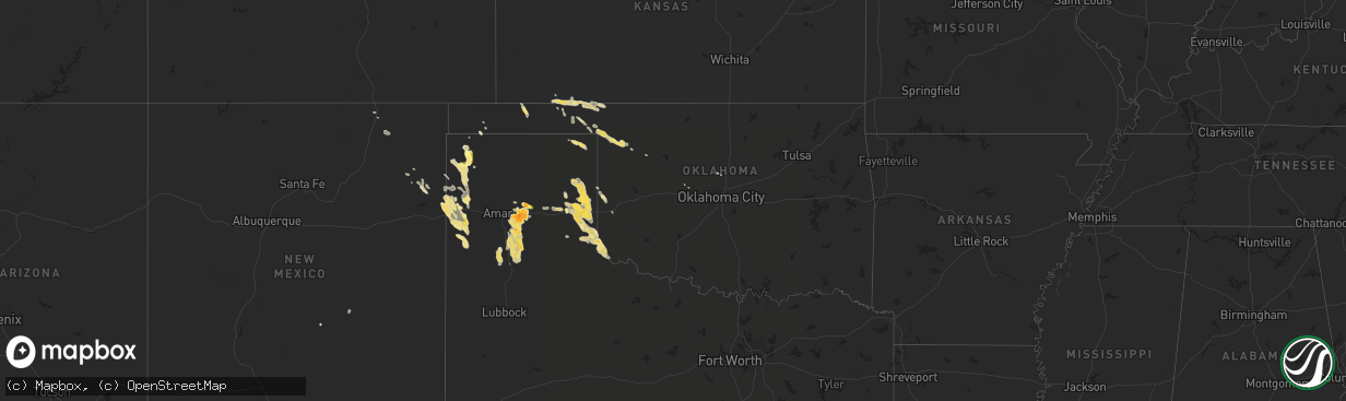 Hail map in Oklahoma on June 1, 2012