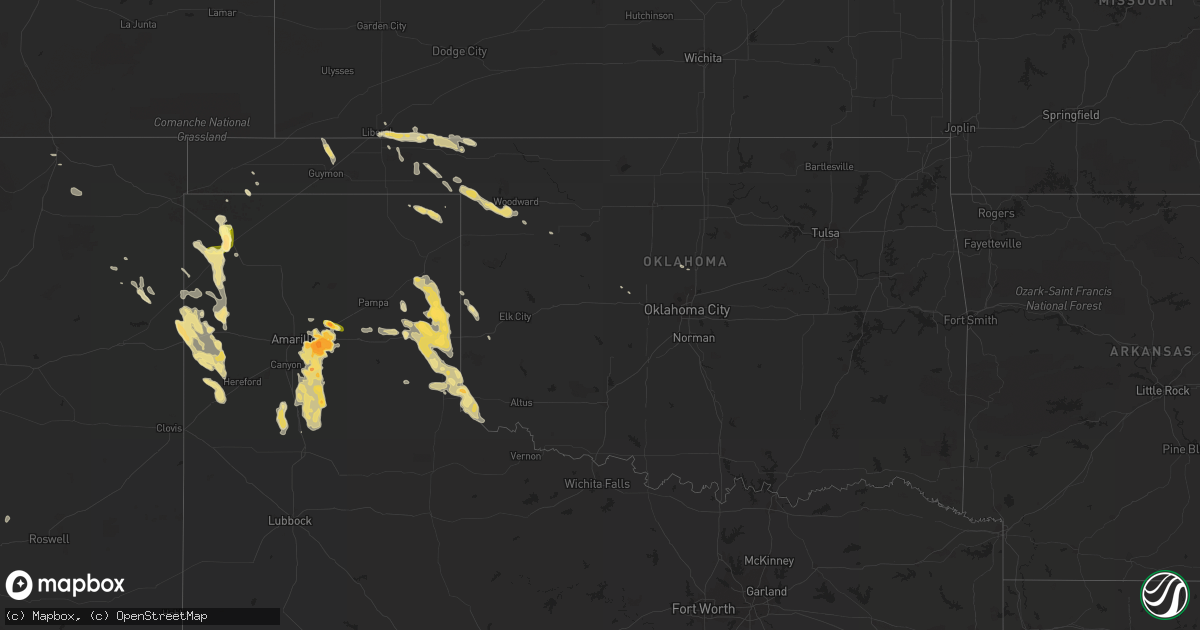 Hail map in Oklahoma on June 1, 2012