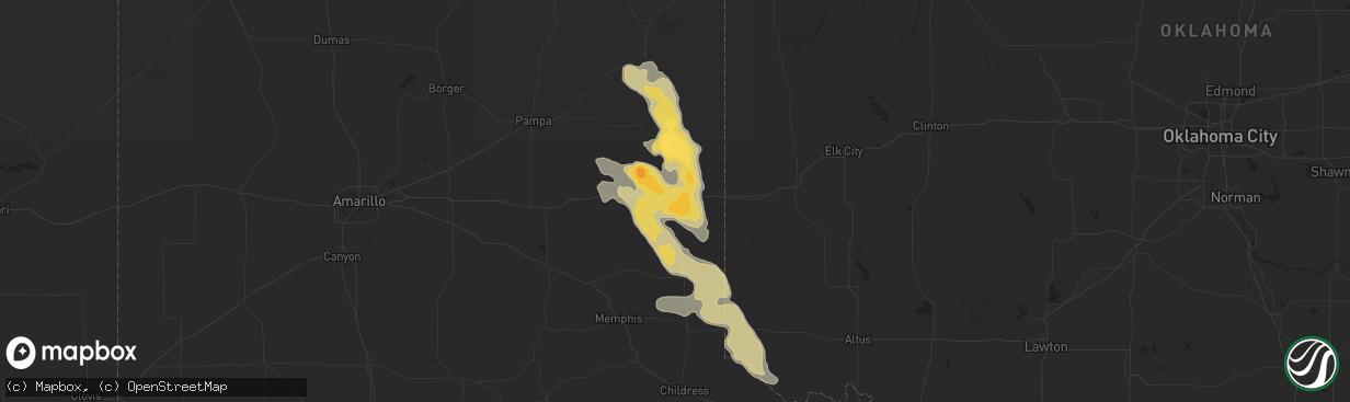 Hail map in Shamrock, TX on June 1, 2012