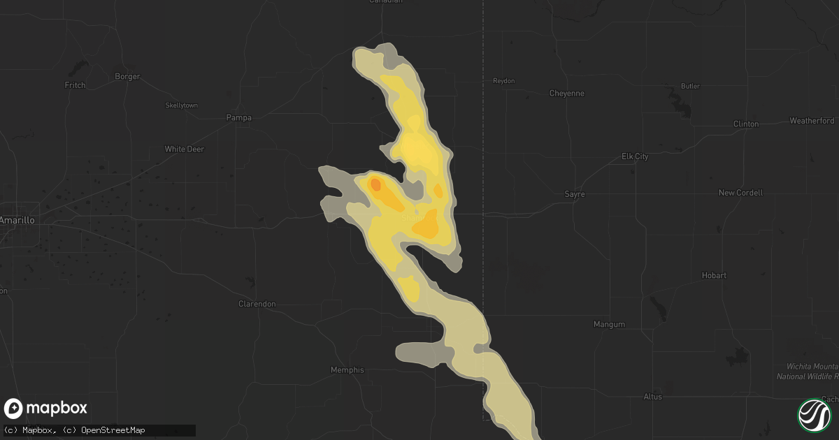 Hail map in Shamrock, TX on June 1, 2012