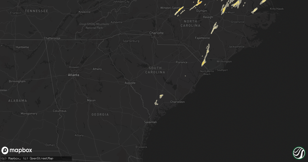 Hail map in South Carolina on June 1, 2012