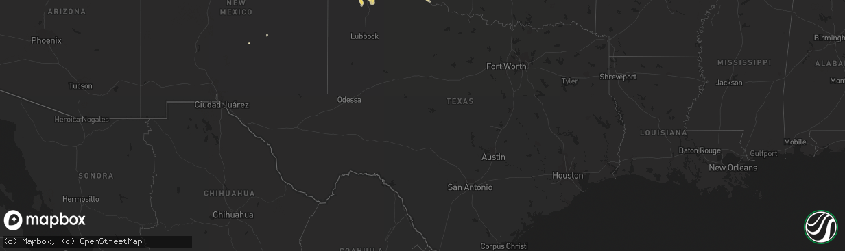 Hail map in Texas on June 1, 2012