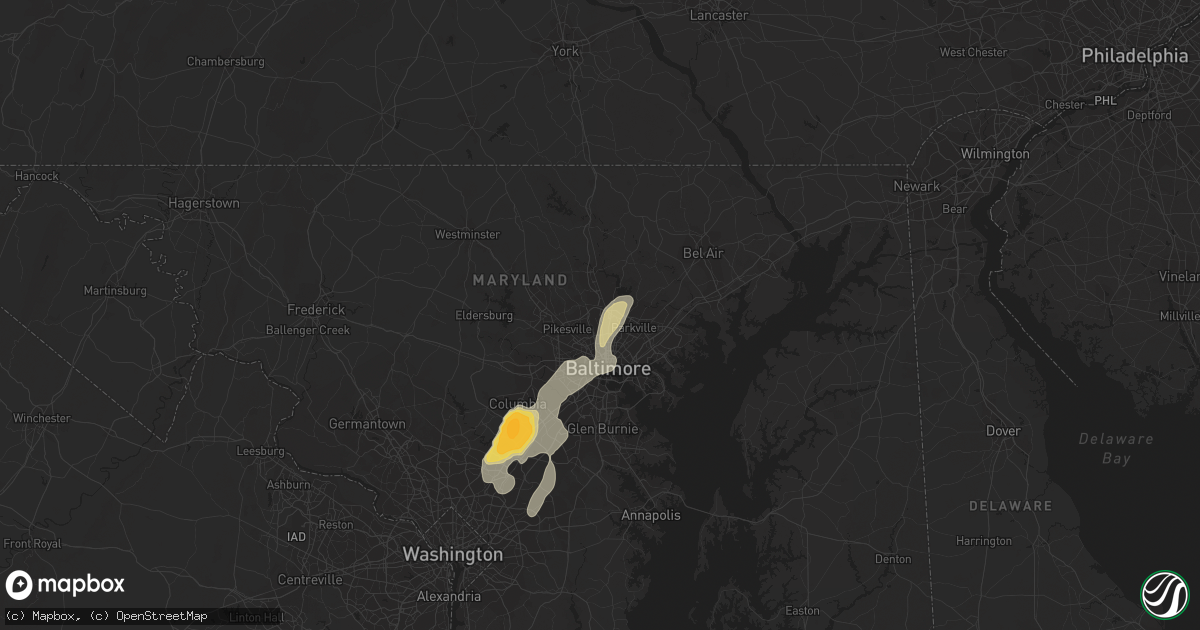 Hail map in Towson, MD on June 1, 2012