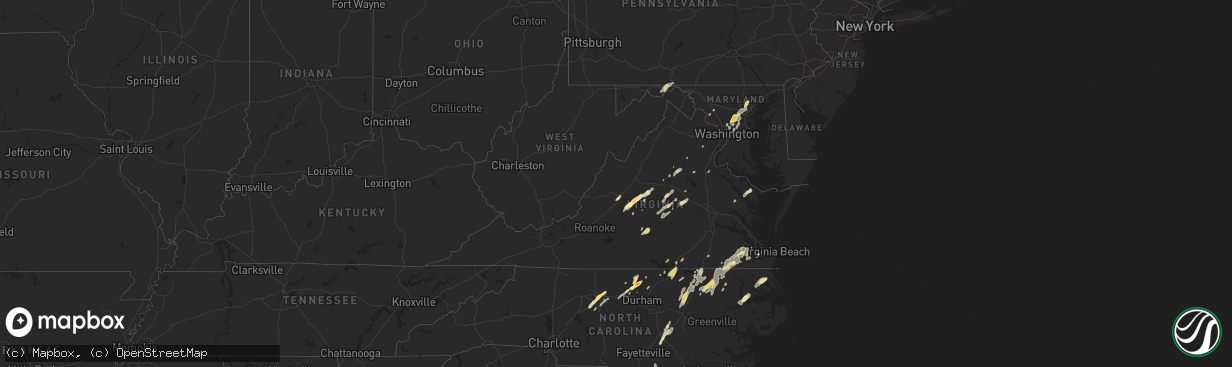 Hail map in Virginia on June 1, 2012