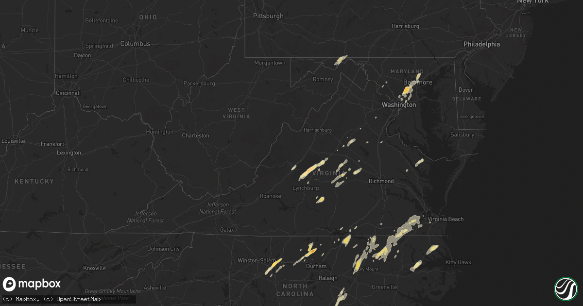 Hail map in Virginia on June 1, 2012