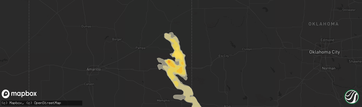 Hail map in Wheeler, TX on June 1, 2012