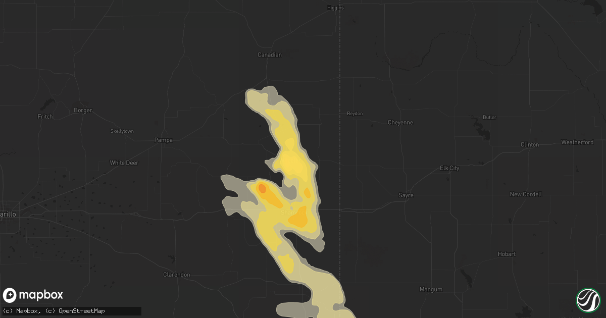 Hail map in Wheeler, TX on June 1, 2012