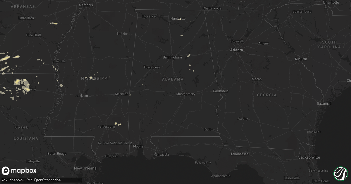 Hail map in Alabama on June 1, 2013