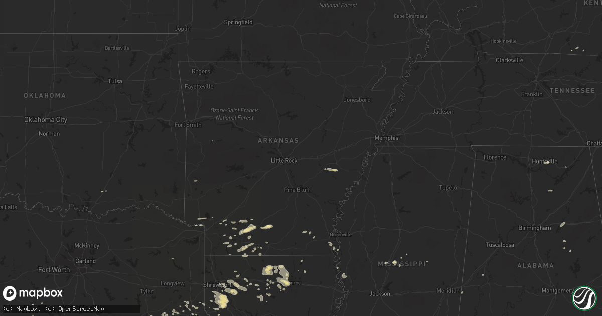 Hail map in Arkansas on June 1, 2013
