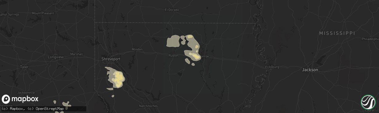 Hail map in Calhoun, LA on June 1, 2013