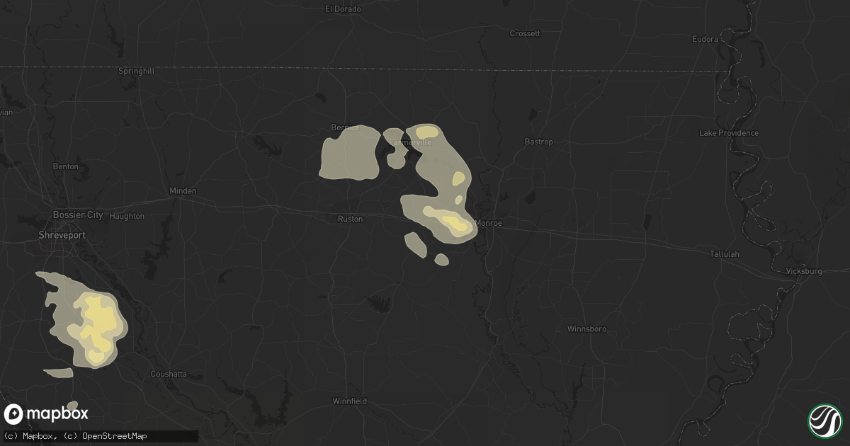 Hail map in Calhoun, LA on June 1, 2013