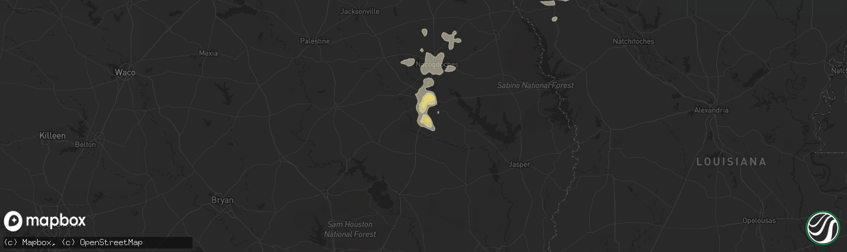 Hail map in Diboll, TX on June 1, 2013