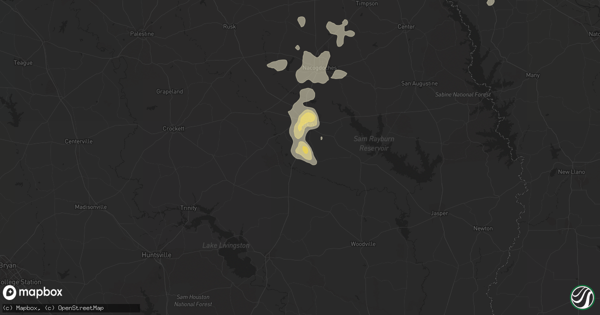 Hail map in Diboll, TX on June 1, 2013