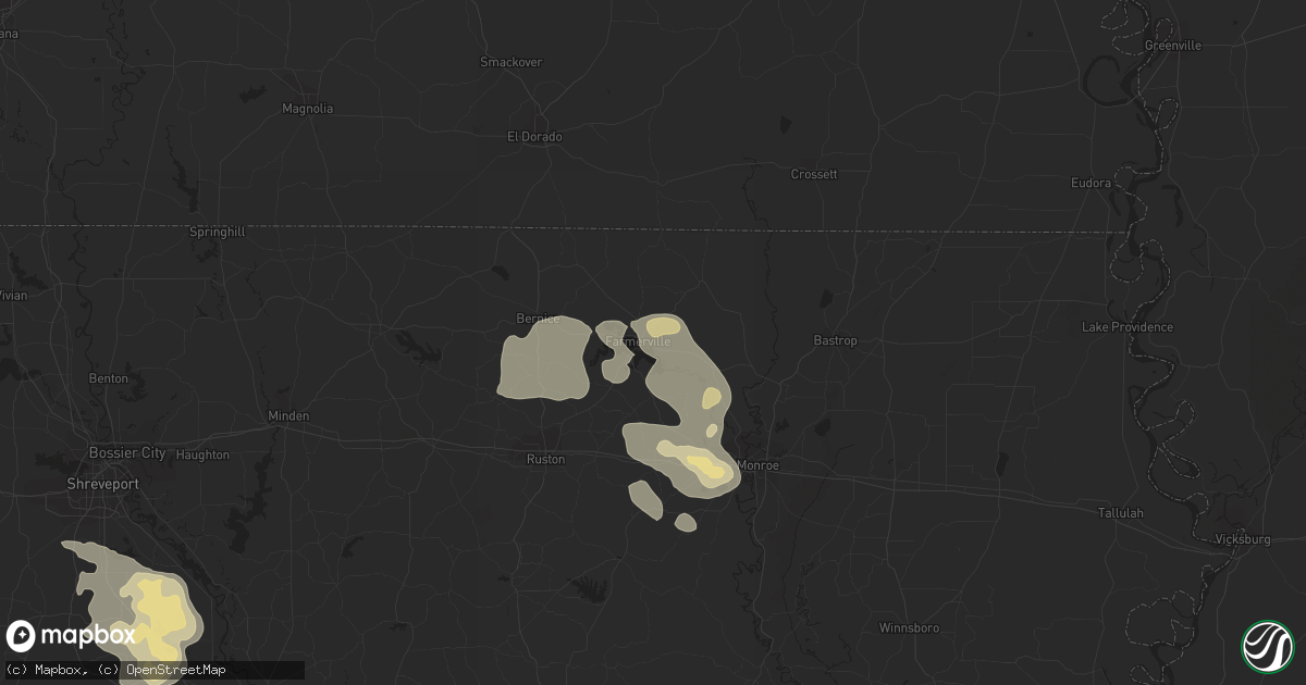 Hail map in Farmerville, LA on June 1, 2013