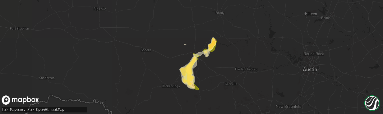 Hail map in Junction, TX on June 1, 2013