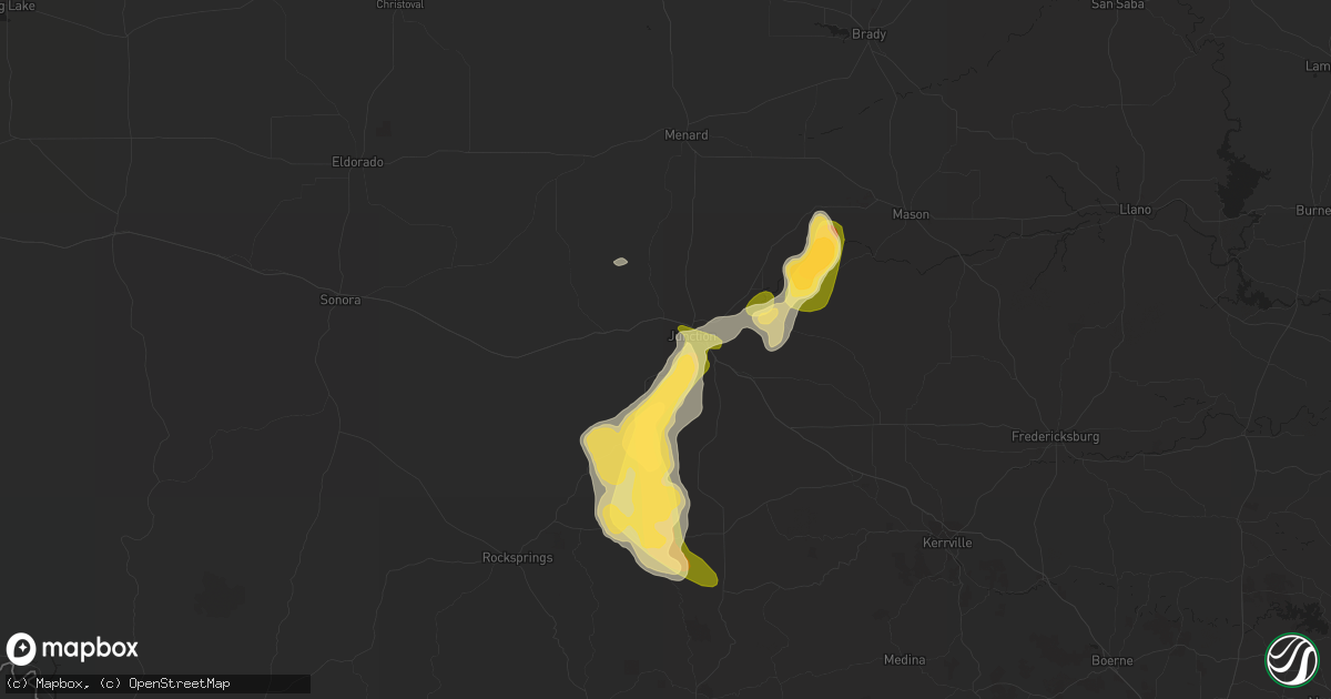Hail map in Junction, TX on June 1, 2013