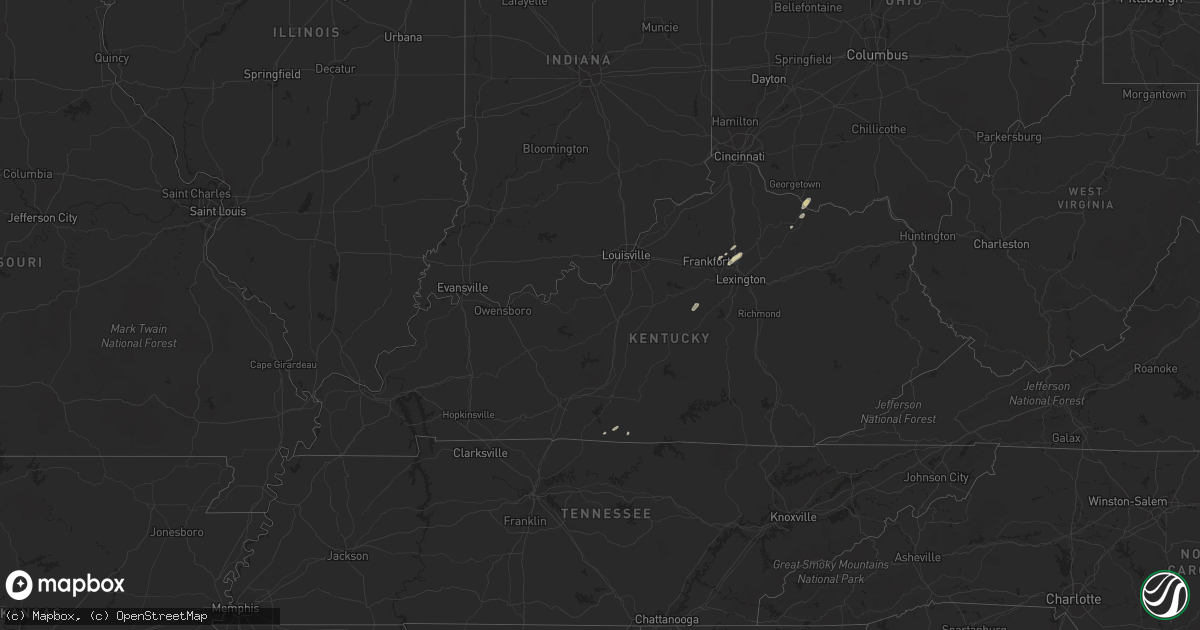 Hail map in Kentucky on June 1, 2013