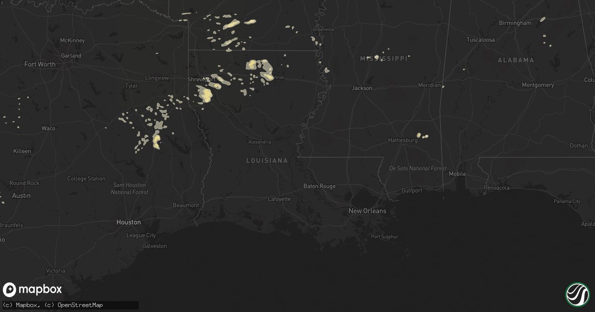 Hail map in Louisiana on June 1, 2013