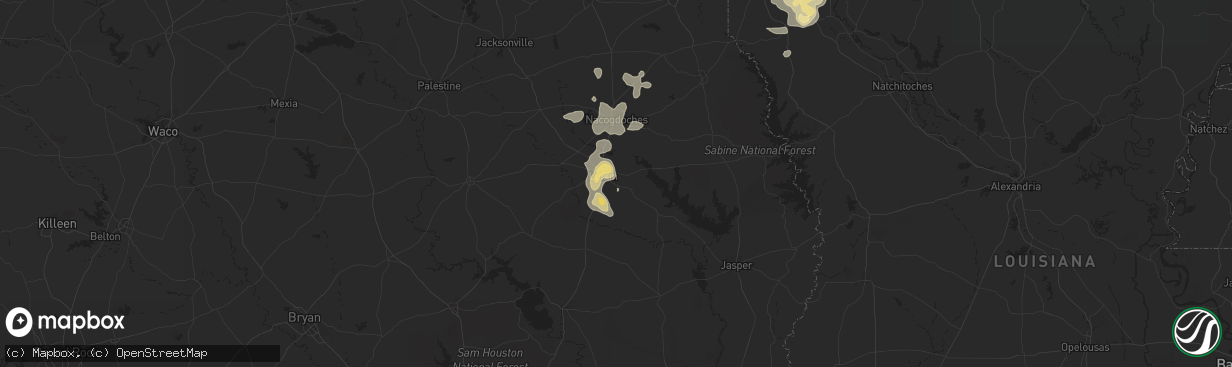 Hail map in Lufkin, TX on June 1, 2013