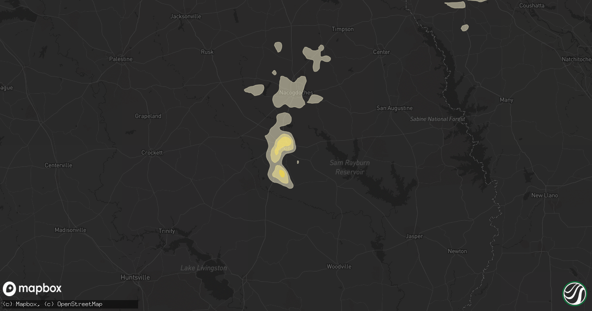 Hail map in Lufkin, TX on June 1, 2013