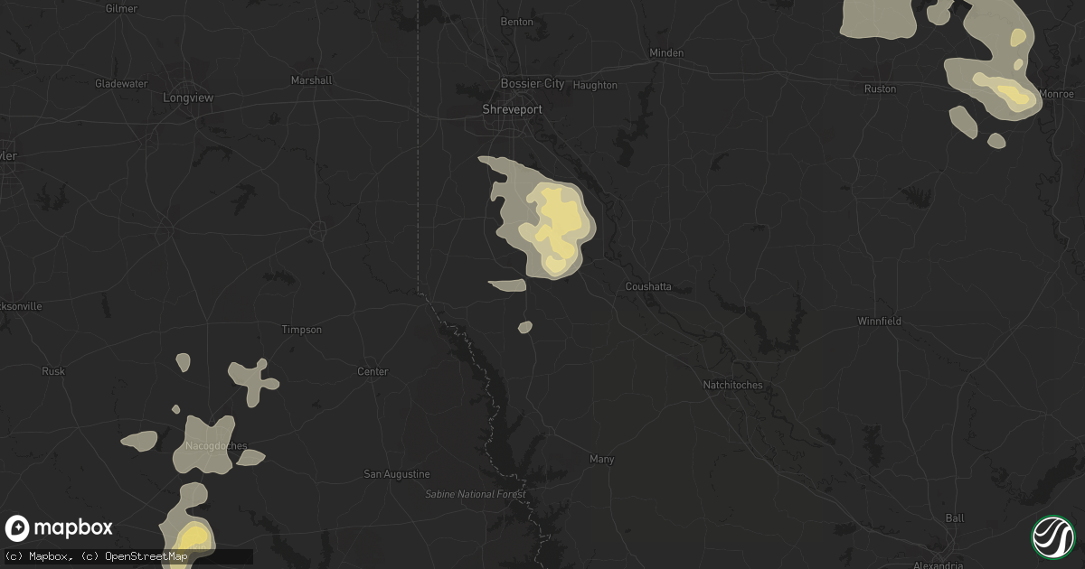 Hail map in Mansfield, LA on June 1, 2013