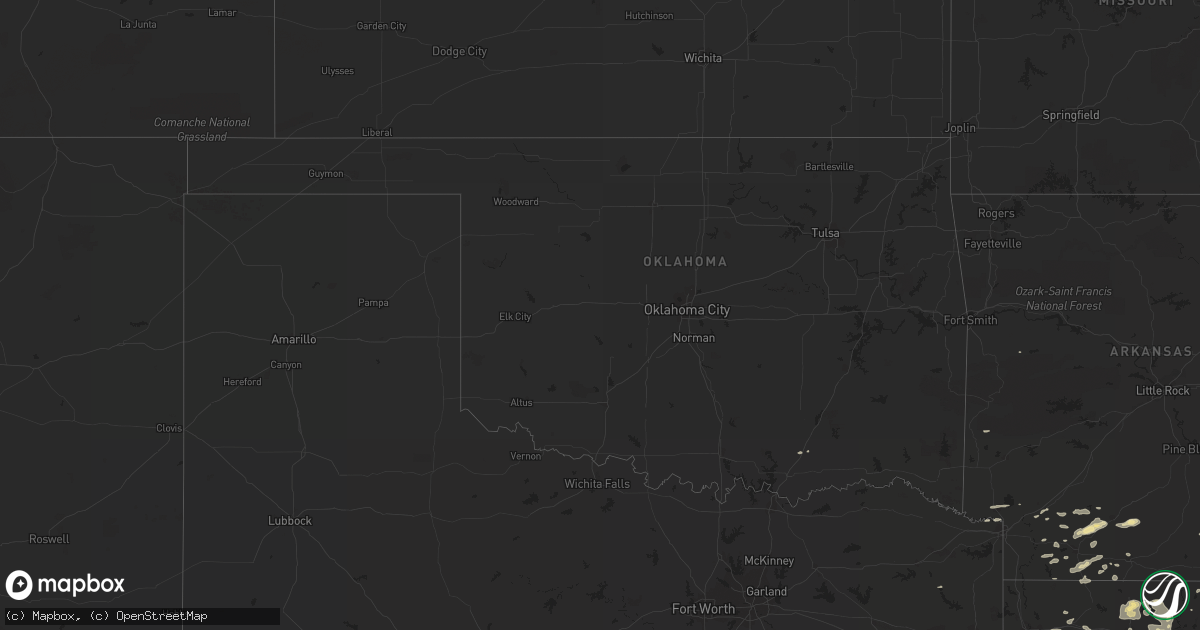 Hail map in Oklahoma on June 1, 2013