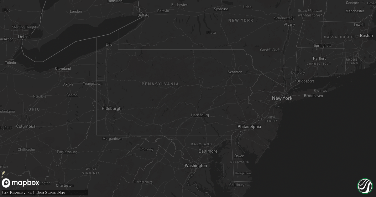 Hail map in Pennsylvania on June 1, 2013