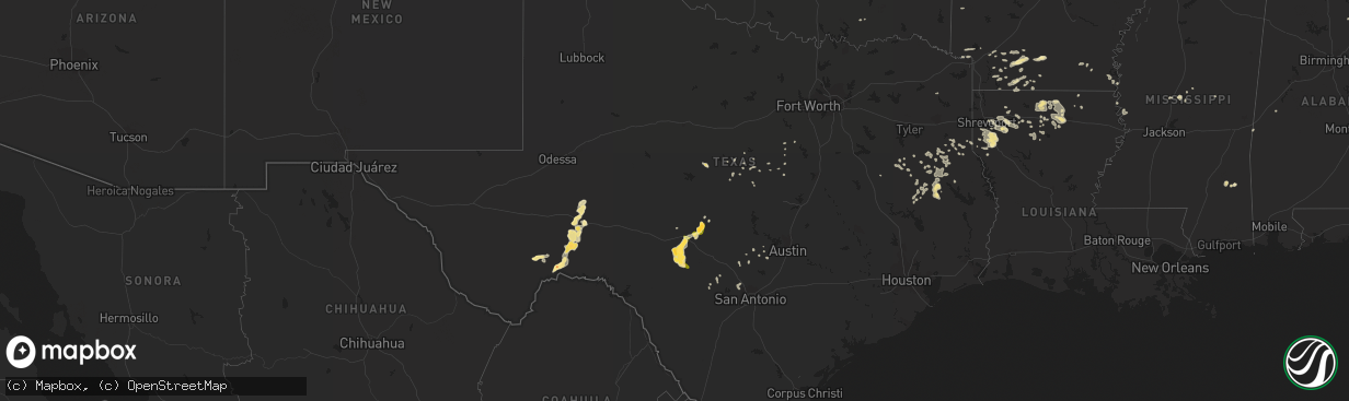 Hail map in Texas on June 1, 2013