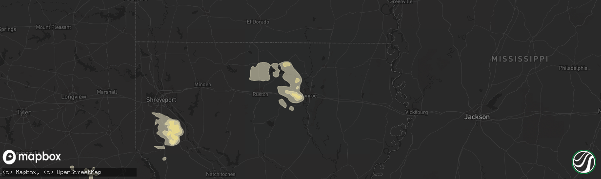 Hail map in West Monroe, LA on June 1, 2013