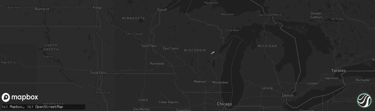 Hail map in Wisconsin on June 1, 2013