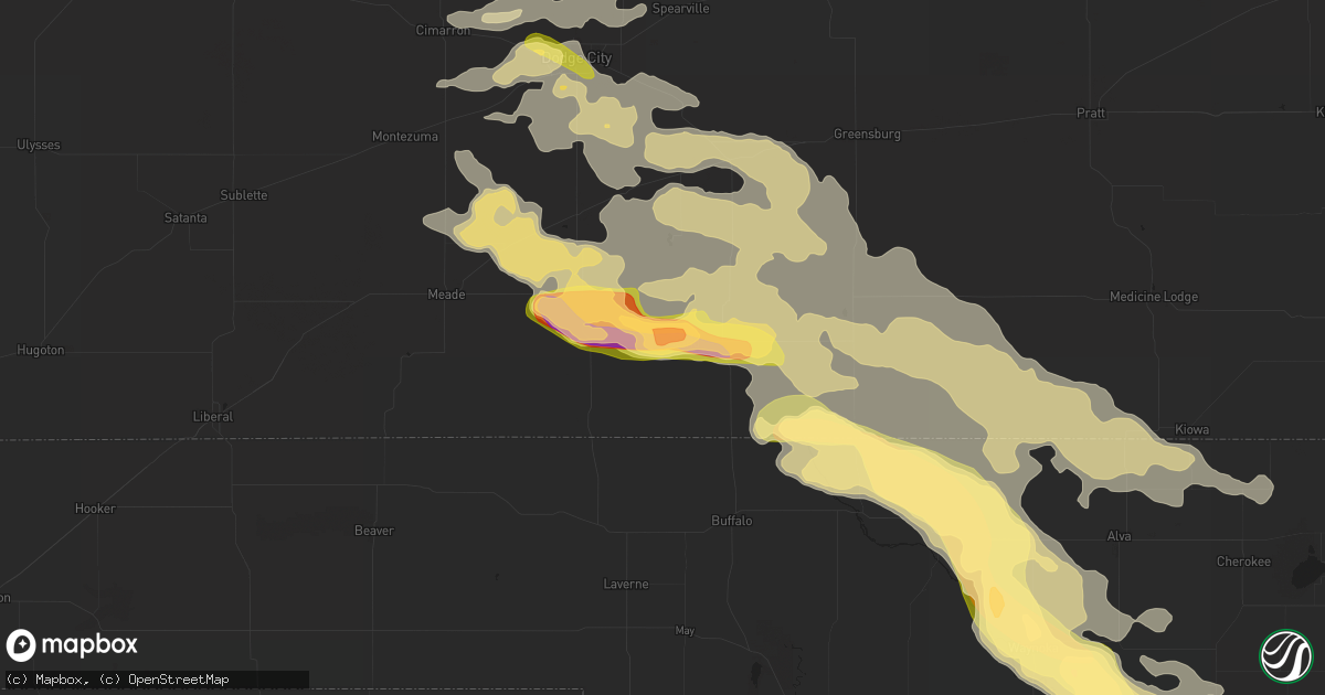 Hail map in Ashland, KS on June 1, 2014