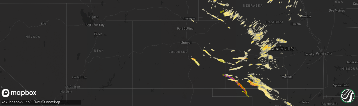 Hail map in Colorado on June 1, 2014