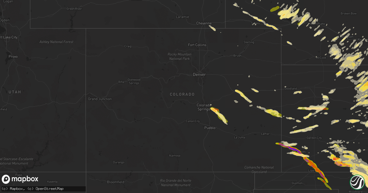 Hail map in Colorado on June 1, 2014