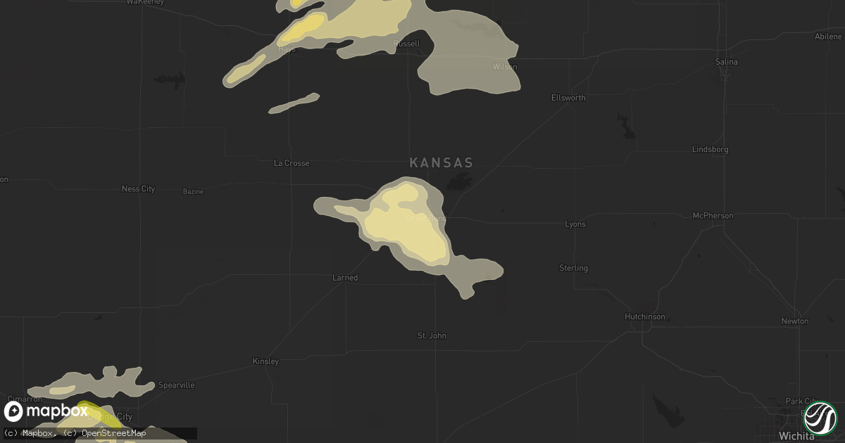 Hail map in Great Bend, KS on June 1, 2014