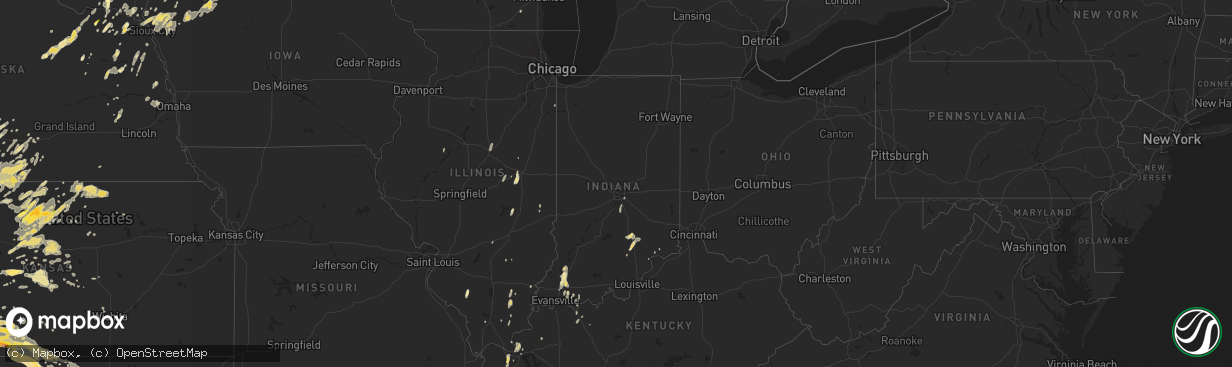 Hail map in Indiana on June 1, 2014