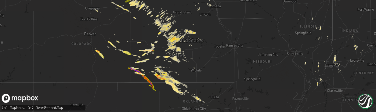 Hail map in Kansas on June 1, 2014