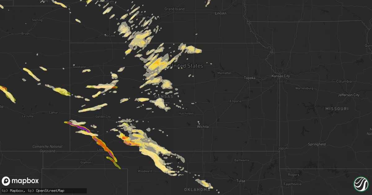 Hail map in Kansas on June 1, 2014
