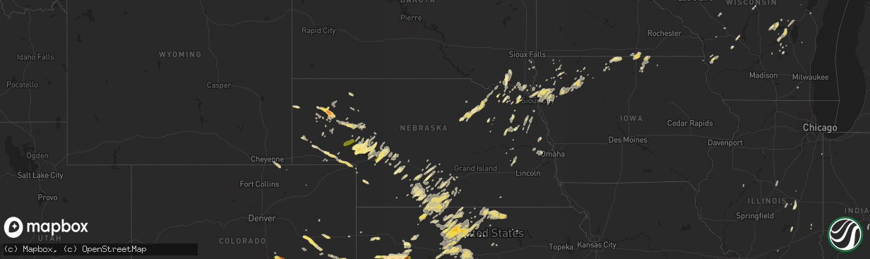 Hail map in Nebraska on June 1, 2014