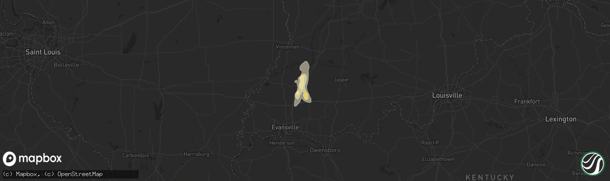 Hail map in Oakland City, IN on June 1, 2014