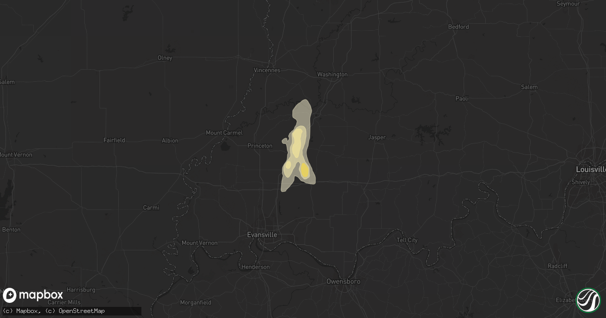 Hail map in Oakland City, IN on June 1, 2014