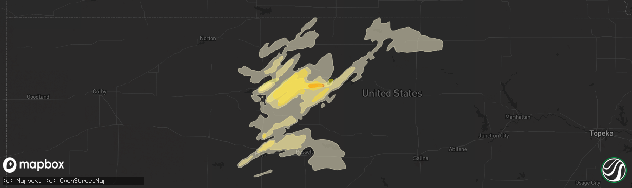 Hail map in Osborne, KS on June 1, 2014