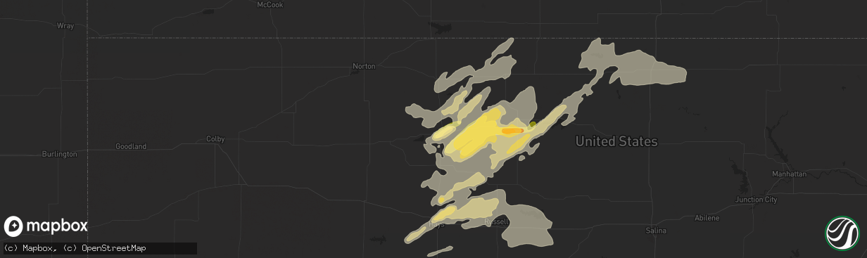 Hail map in Stockton, KS on June 1, 2014